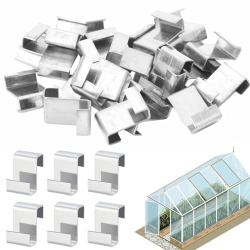 WUSJCOF Clips per Serre in Acciaio Inox, 50 Pezzi Clip per Telo Ombreggiante, Telaio in Alluminio, Clips a Z per Pannelli Serra
