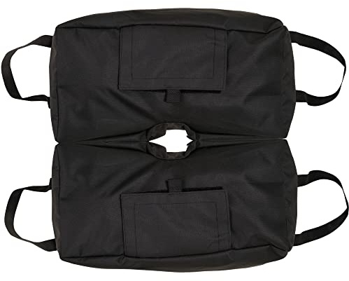 Outsunny Set 2 Basi per Ombrellone a Sacco Riempibile con 50 kg di Sabbia, Basamenti per Ombrellone con Maniglie e Paletta in Plastica e Tessuto Oxford, 50x25x18 cm, Nero