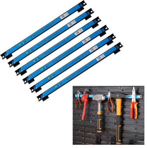 botle 6 x barra magnetica degli attrezzi in metallo, lunghezza 45 cm, colore nero, per lavagne degli attrezzi della marca, staffe di fissaggio per cacciaviti, pinze, trapani e molto altro ancora