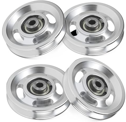 DBREAKS 4 stycken 95 mm linrulle aluminiumlegering remskiva 300 kg | Smidig kabeldragning, för sportutrustning och garageports-rullsystem, gym styrketräningstillbehör
