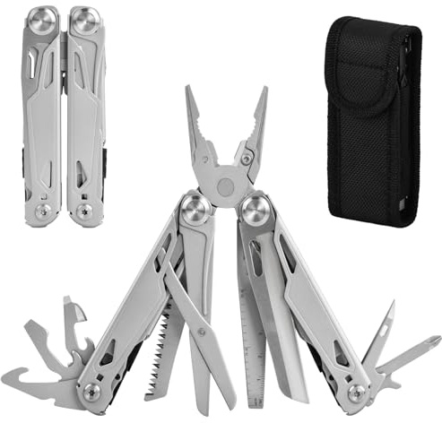 Ecofocet Multiherramientas de Alicates 17 en 1, Alicates plegables multiherramienta, con Destornillador, Abrebotellas, Alicates Multiusos para Camping al aire libre, Senderismo