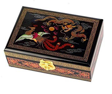 lachineuse – Joyero con diseño Imperial – Caja de Almacenamiento de Madera lacada Phoenix & Dragon – Decoración asiática Tradicional – Caja de Regalo para Mujer – Objeto Decorativo – Idea de Regalo –