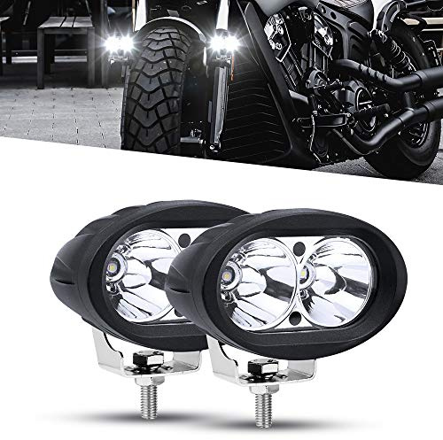 Biqing Faros Auxiliares de Moto,20W Faros Antiniebla Moto LED Foco Luces de trabajo Luz delantera auxiliar 12V/24V Blanco para Motocicletas Bicicletas Coches Camiones Barco