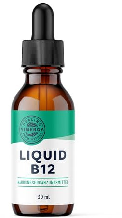 Vimergy – Testgröße 30 ml – Vegane Vitamin B12 Tropfen – Natürlich Süßer Geschmack – Glutenfrei Nicht Gentechnisch Verändert für Keto/Paleo Geeignet