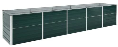 vidaXL Odlingslåda upphöjd galvaniserat stål 400x80x45 cm grön