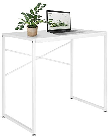 hjh OFFICE 830071 Schreibtisch weiß Easy UP H I 78x46 cm Computertisch mit Metallgestell, platzsparend & pflegeleicht