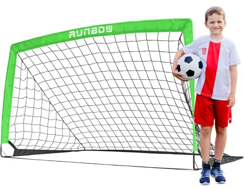 RUNBOW Portería de fútbol para niños, 152 x 91 cm Portátil Portería práctica en el Patio Trasero con Bolsa de Transporte