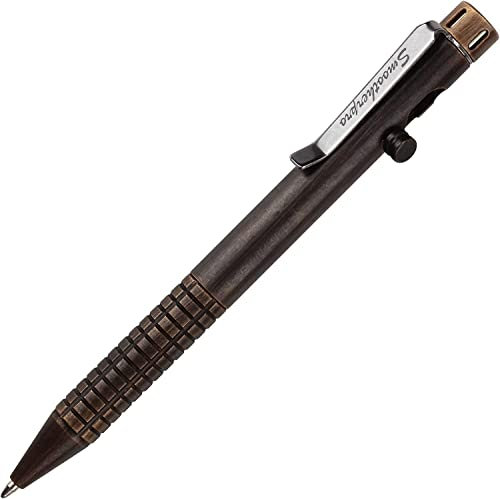 SMOOTHERPRO Massiver Messing Kugelschreiber Bolt Action Metall Stift Kompatibel mit Parker Minen Schwerlast für Tremor Parkinson Arthritis Hände Farbe Vintage Schwarz(CG500)