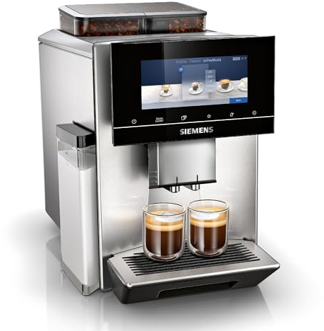 SIEMENS EQ900 Fully Automatic Bean to Cup Coffee Machine, 6.8 Touch Screen Display, Cup Warmer, dualBean System, baristaMode, beanIdent System, 30+ Beverages with Home Connect, TQ907GB3
