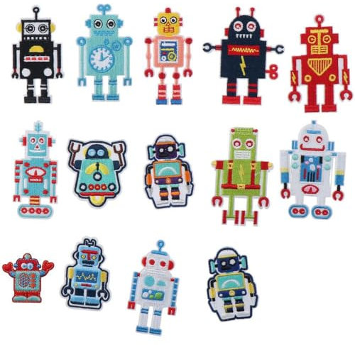 YYlingx 14 Pcs Cartoon Robot Embroidered Patches Iron on/Sew on Patches for DIY Clothes Jeans Jacket Backpack and Caps