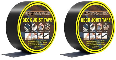 2PCS Deck Joist Tape, 15CM*15M Butyl Tape, Seal Waterproof Weather Resistance, Self-Adhesive Deck Joist Tape, Flashing Tape for Rim Joists, Under Joists, Beams Joists and Building Joists