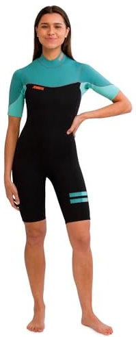 Jobe Sofia 3/2 mm Shorty Wetsuit Rückenreißverschluss Neoprenanzug Surfanzug Wassersports Damen vintage teal Gr. L j23