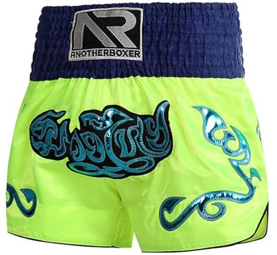 ARIASS Short MMA, Muay Thai, Arts Martiaux, Combat en Cage, BJJ, Boxe, Short de Combat Grappling pour Hommes Femmes Enfants(Green 2,L)