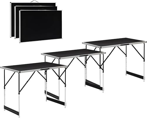 DIVID® Multifunktionstische 3-Teiliges Set, 100x60cm, Tapeziertisch 30 kg Tragkraft je Tisch, Klapptisch, Campingtisch, Flohmarkttisch, Beistelltisch, Mehrzwecktisch, Höhenverstellbar, Mahlertisch