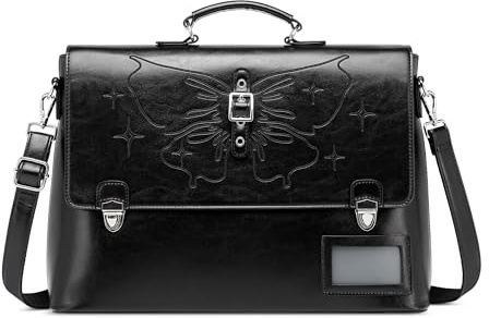 DEEVORCA Bolso de Hombro Para Mujer Refinado Damas Bolso de Mano Suficiente Capacidad Bordado de Mariposa Elegante Mochila Para Femenino Viaje Compras Ocio Impermeable Cuero Auténtico Negro