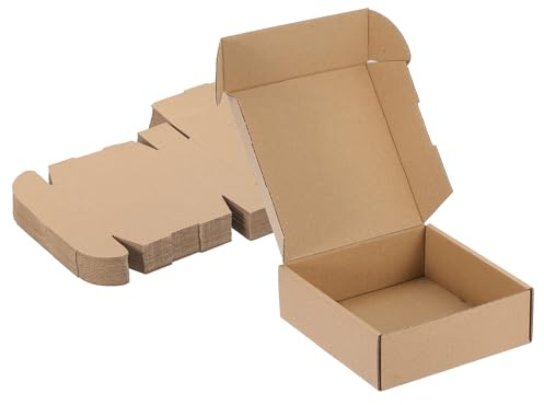 PATIKIL 15 x 15 x 5 cm små fraktlådor, 20 st korrugerad kartong presentaskar för förpackning postflyttförpackningar små företagslådor brun