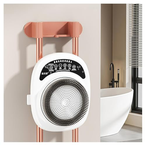 HEIHEIZI Scrubber per la Schiena a Parete da 45W,Spazzola Elettrica per la Schiena,Binario di Sollevamento Automatico,Regolazione a 6 velocità,Testina Larga 18cm,per Doccia,Pulizia Profonda,Bianco