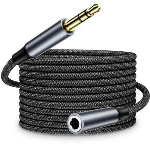 Pamker Alargador Jack 3.5mm, Cable Audio Alargador Extensión 5M Nylon Trenzado Jack 3.5mm Micro y Audio Macho a Hembra para Altavoces,Auriculares,Cascos,Laptop,Móvil,MP3 Player,TV,Switch,PS5,PS4