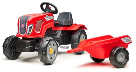 Falk Tracteur à pédales Terra Maxx Enfant avec remorque, dès 2 Ans | Capot ouvrant et assise réglable