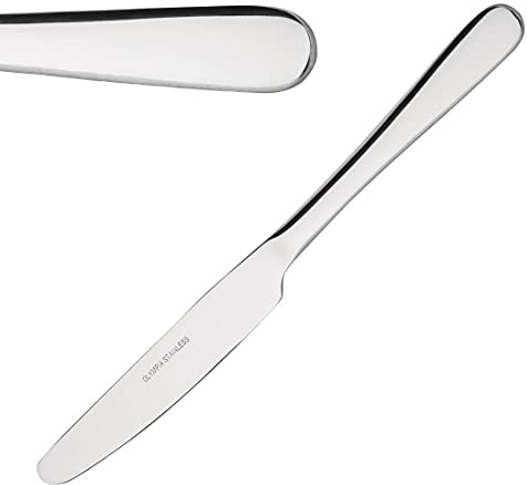 Olympia Buckingham Table Knife Set 230 mm (Pack of 12), High Polish Stainless Steel, Dinner Knives, Table Knives, U875