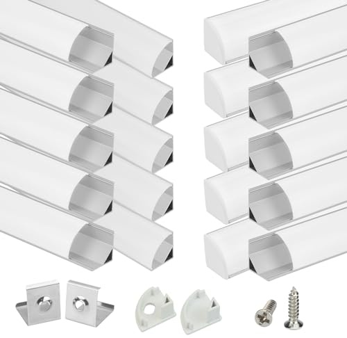 Muzata 20Pack 3.3FT Silver V-Shape Corner LED Channel Milky Cover V1SW WW