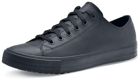 Shoes for Crews 38649-45/10 DELRAY unisex casual läderskor, halkbeständig, storlek 10 UK, svart