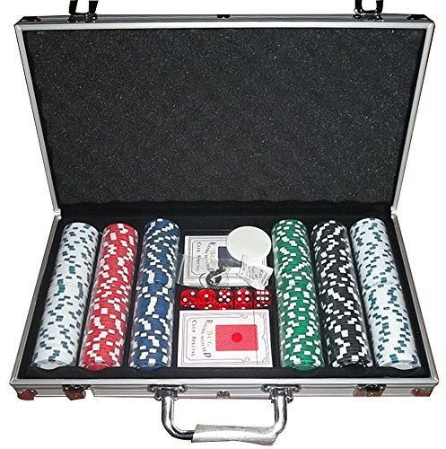 POPSPARK Poker-Chips Set mit Würfeln, Händlerknöpfen, Kartendecks und Tragetasche, 300 Stück