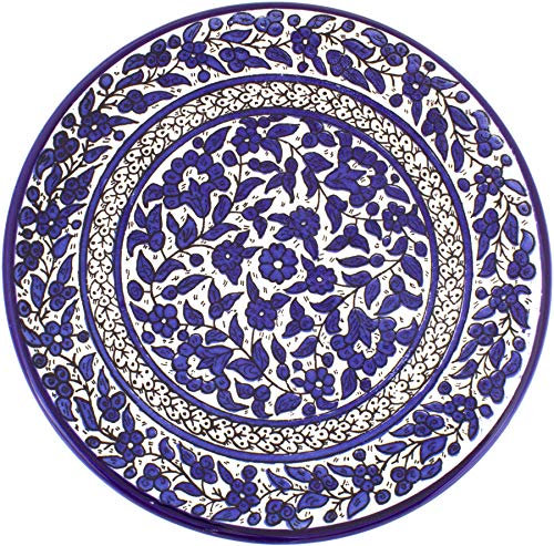 Piatto Armeno in Ceramica Decorato Fiori Blu 21 Cm