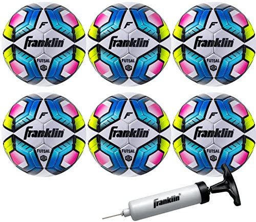 Franklin Sports Futsal Ball – Futsal Ball – Indoor und Outdoor Futsal Ball, Unzutreffend, S3 Futsal BLL 6PK DEFL W/Pump, Weiß/Blau/Limette, 3