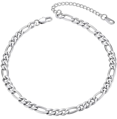 Barefoot Jewelry Stainless Steel 5mm Adjustable with Extension Chain Figaro Chain Anklet Women Foot Bracelet