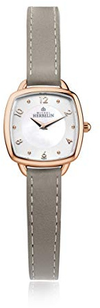 Michel Herbelin Damen Analog Quarz Uhr mit Leder Armband 17499/PR29GR