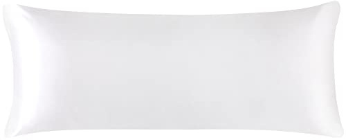 PICCOCASA Taie de Traversin Housse de Traversin Taie d'oreiller en Satin pour Cheveux Peau Soyeuse Douce Fermeture à Glissière Blanc 51x183cm
