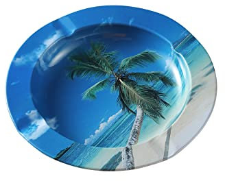 Palm Tree Beach Metal Cigarette Ashtray For Home Office Garden Holiday Decoration Gift Cigars Vacation Bedroom Cool Ash Tray For Smoker