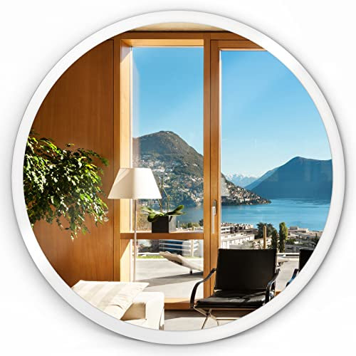 Tulup Rund Spiegel Wandspiegel Mirror ⌀ 70 cm im Rahmen zum Wohnzimmer Schlafzimmer Badezimmer