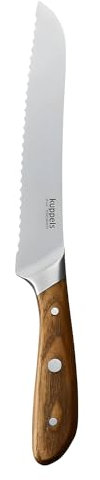 Kuppels WAVE Brotmesser | extra scharf & schnitthaltig | 20,5 cm Klinge | Klingenstahl rostfrei & poliert | Brotmesser Wellenschliff | Brotzeitmesser | Brötchenmesser | Küchenmesser scharf