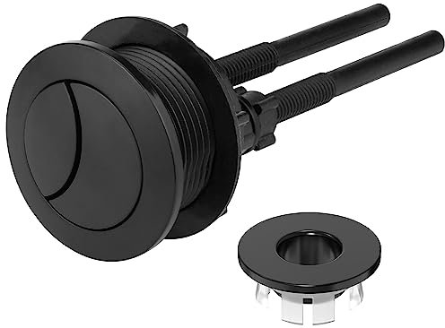 Toilet Flush Button and Sink Overflow Cap Kit, Upgrade Your Bathroom with Ancable's 38mm Stylish and Durable Black Toilet Flush Button