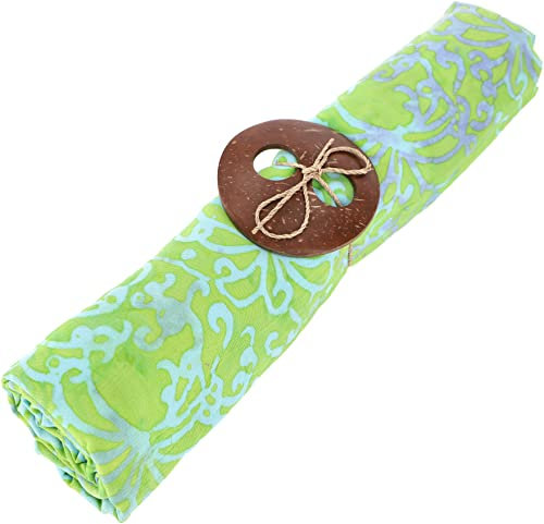 GURU SHOP Bali Batik Sarongkleid, Wickelrock, Sarong, Strand Tuch mit Sarongschnalle - Design 1/lemon, Herren/Damen, Synthetisch, 160x100 cm