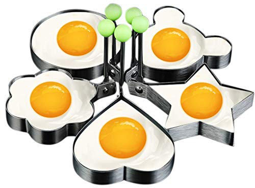 SVRITE Moules Une ?Ufs Frits, Fabricant de Moules Une CrêPes avec PoignéE pour Enfants, Moule AntiadhéSif pour Poêle Une Griller 5 PièCes