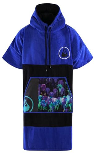 Wave Hawaii Jellygang Surfponcho für Körpergrößen von 170-200 cm Poncho 100% ÖKO Baumwolle Velours Umkleidehilfe für Schwimmen Strand Surfen Badetuch Badeponcho Duschponcho für Damen Herren Erwachsene