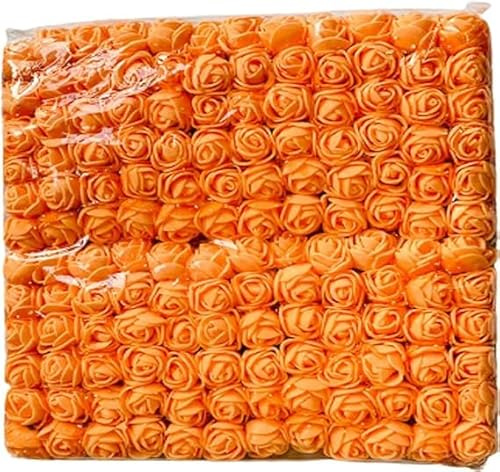 Witty Cuties Artificial Flowers Real Looking Artificial Orange Roses Foam Flowers for Crafting Fake Foam Roses Decoration DIY Wedding Bouquets Bridal Shower Flower Decoration Pack of 1 (144pcs).