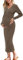 OUGES Wool Blend Knitted Maternity Dress for Photoshoot Midi Nursing Breastfeeding Clothes Pregnancy Jumpers-S Coffee