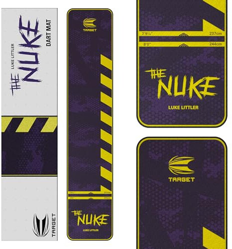 TARGET Darts Luke Littler Dartmatte, The Nuke Darts Matte | Dart Oche Matte mit Soft- und Steeldarts Wurflinienabstände | rutschfeste Teppichmatten für Boden und Dartspitzen Schutz