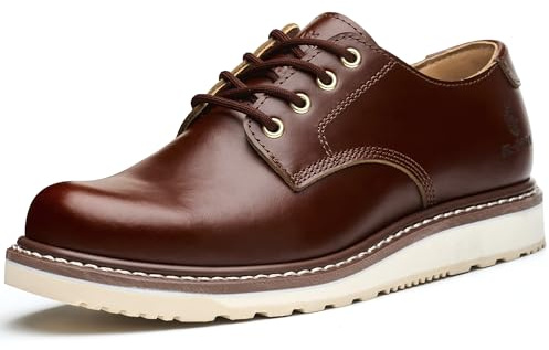 SL-Saint Bottes de Mode Basses Faites à La Main pour Hommes Chaussures en Cuir de Vache Véritable à Lacets (RougeMarron Classique, Adulte, Homme, 43, Numérique, Système Taille Chaussures EU, Moyen)