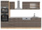 Vicco Küchenzeile R-Line, Edelgrau/Goldkraft Eiche, 300 cm mit Hochschrank, AP Marmor