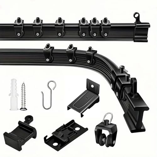 YLNANMI Flexible Rail Rideaux Plafond(5M)-Convient Aux Camping、Cars et Aux Salles de Bain,Rails de Rideau Faciles à Installer, Noirs