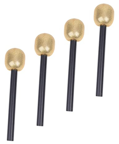 WEKAMOS 4pièces Microphone Jouet Doré Lot de Fausse Micro pour Karaoké Garçon Fille Accessoire De Scène Jeu De Rôle Simulation Anniversaire Fête