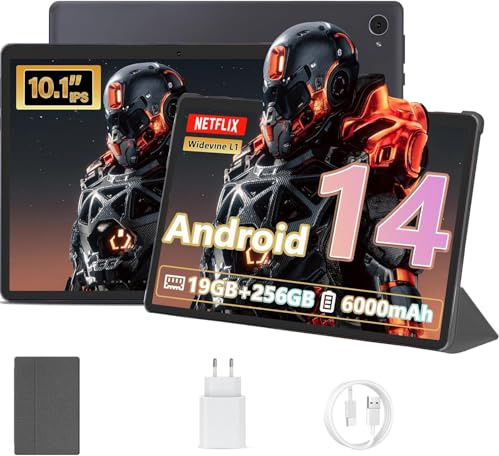 Tablette Tactile 10 Pouces Android Tablette 19 Go RAM+256 Go ROM (TF 1 to), Tablettes avec Processeur Octa-Core 2.0 GHz丨WiFi丨5.0MP Double caméra丨écran Tactile IPS HD 1280x800丨6000mAh丨Bluetooth
