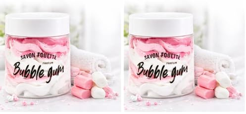 French Tendance - Savon Fouetté 190 ml – Senteur Bubble Gu, – Nettoie, Hydrate et Adoucit la Peau – Texture Crémeuse – Idéal Douche, Bain & Rasage – Soin Cocooning (Lot de 2)