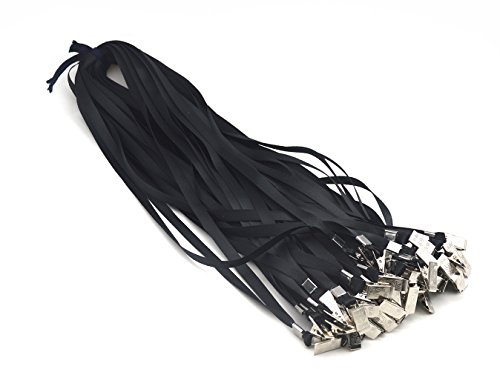 Bird Fiy® 50 Pcs Nylon Cord Lanyards Bulldog Clip Deluxe Neck Lanyard for Id Cards/badges (black)