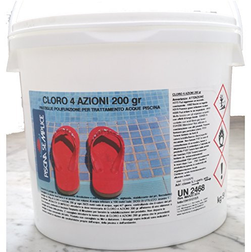 Lapi - 25 Kg Cloro 4 Azioni pastiglie 200gr. Multifunzione nuovo prodotto ex Tripla Azione. Alghicida Clorante Stabilizzante e flocculante A lenta Dissoluzione. Per acqua piscina disinfezione.